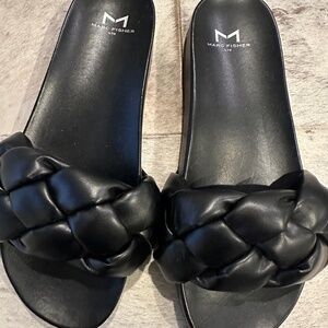 Marc Fisher LTD Imenta Black Braided Slide Sandals - Size 8M